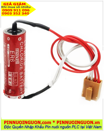 Pin Maxell ER6 (Zắc ZEA 2.54-4P); Pin nuôi nguồn PLC Maxell ER6 lithium 3.6v AA 2000mAh chính hãng, Xuất xứ Nhật